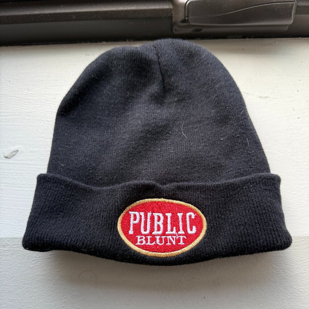 Public Blunt Black Beanie with Red Patch